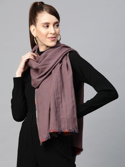 Women's Multicolour Check Poly Wool Stole