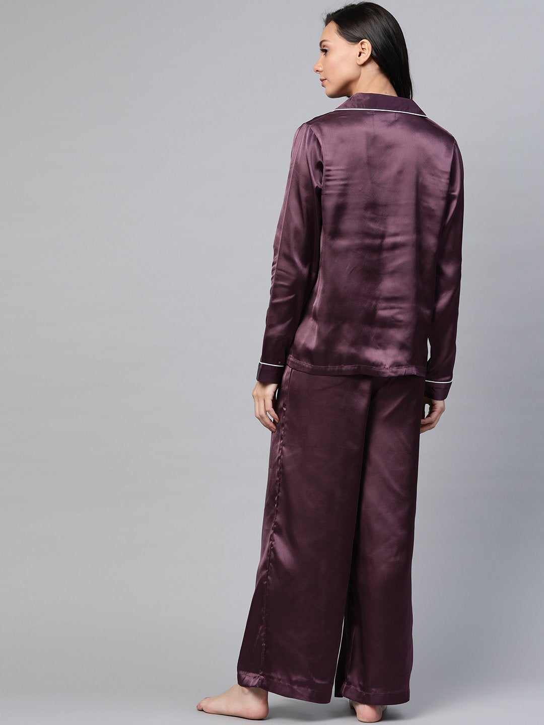 Women's Purple Satin Night Suit