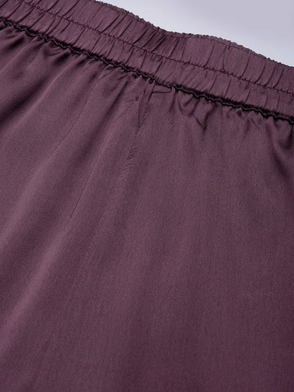 Women's Purple Satin Night Suit