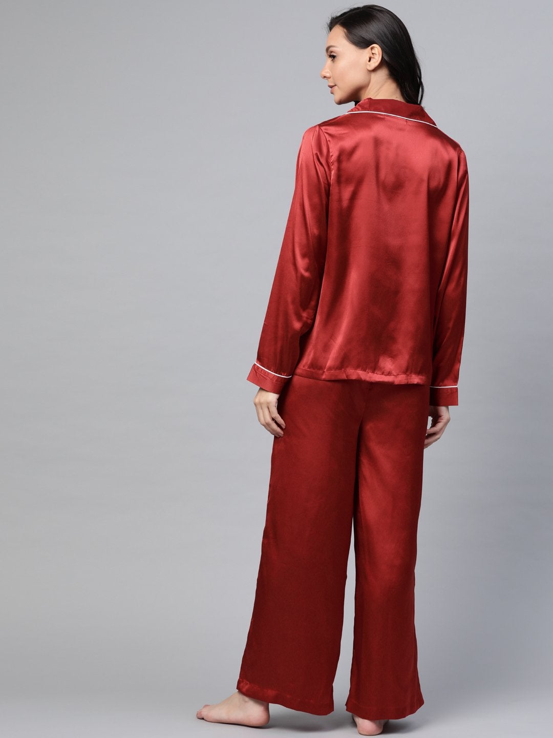 Women's Red Satin Night Suit