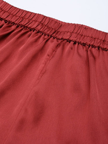 Women's Red Satin Night Suit