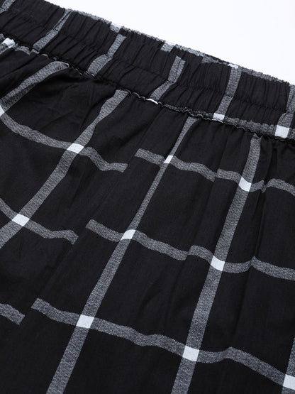 Women's Black Check Night Suit