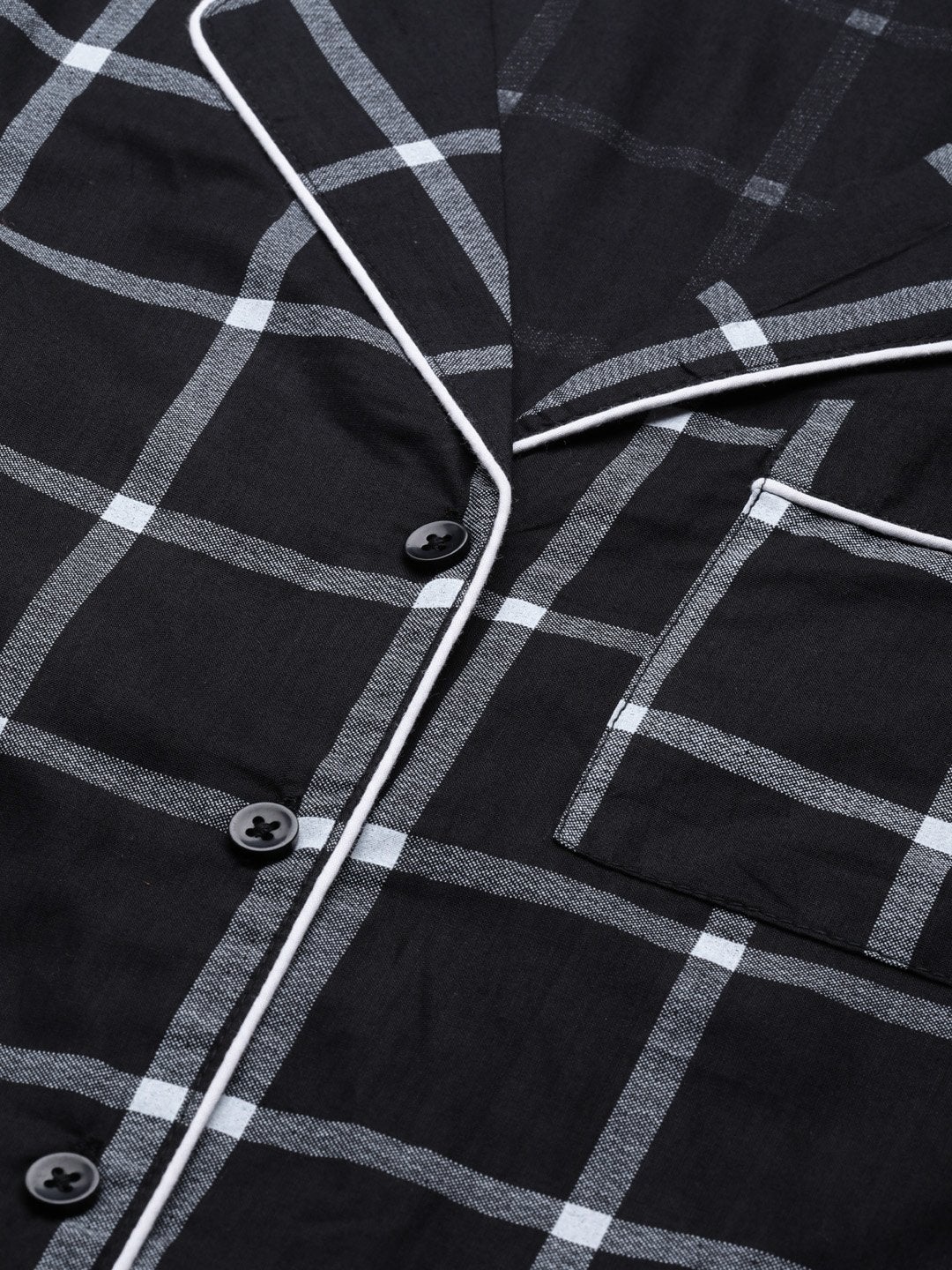 Women's Black Check Night Suit