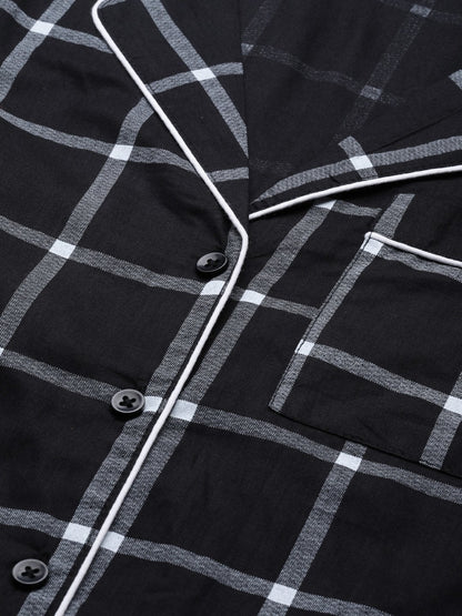 Women's Black Check Night Suit