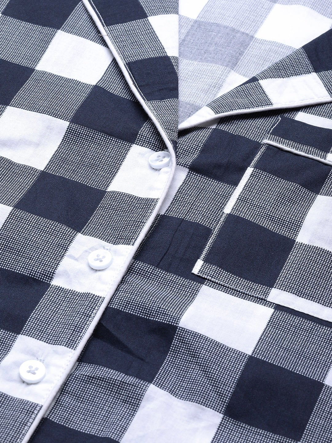 Women's Navy Check Night Suit