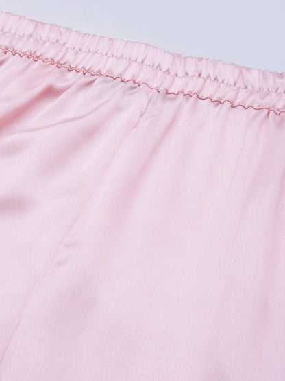 Women's Pink Satin Night Suit