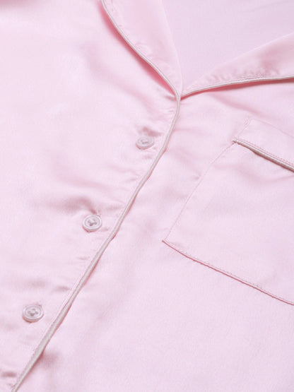Women's Pink Satin Night Suit