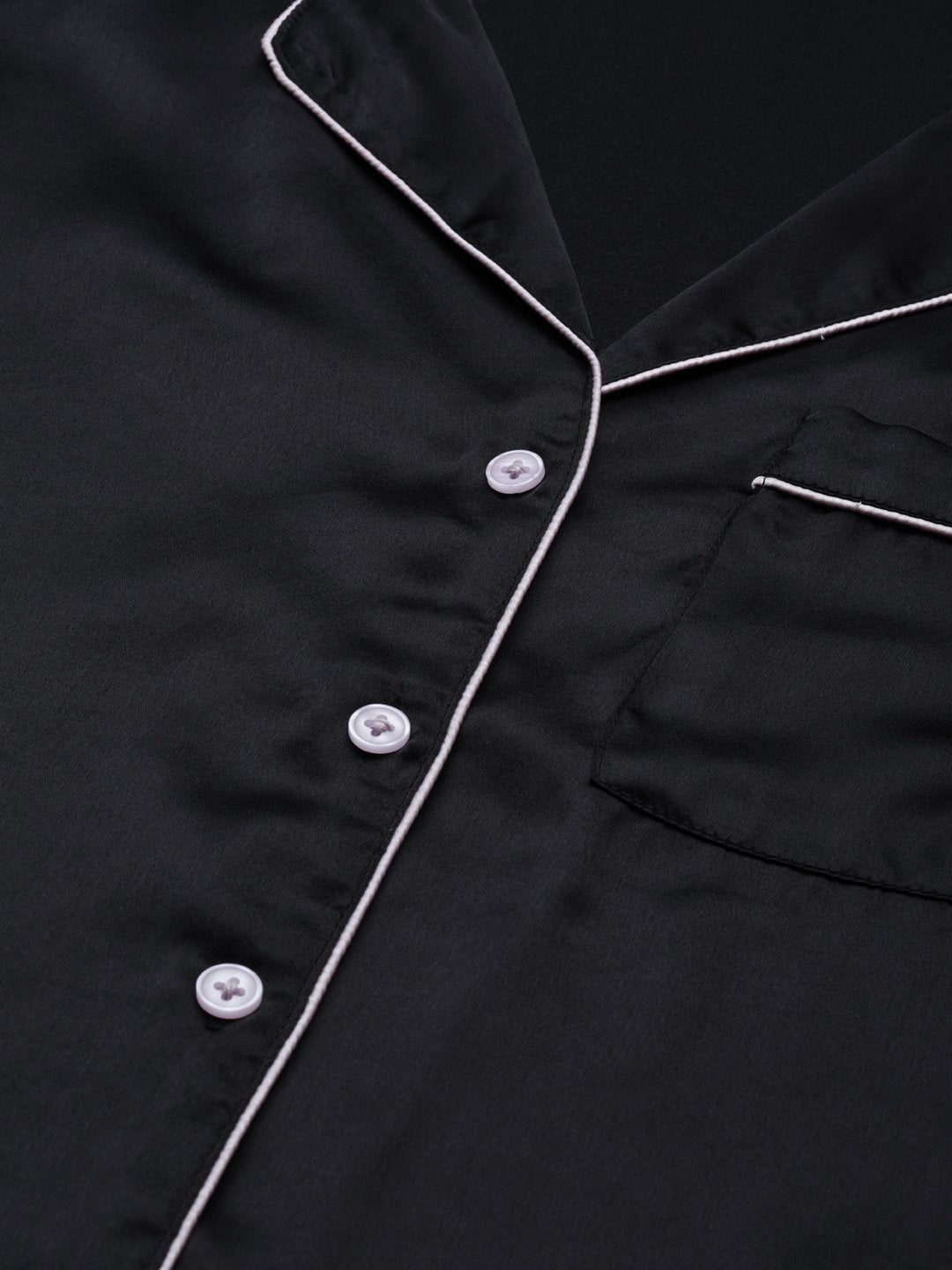 Women's Black Satin Night Suit