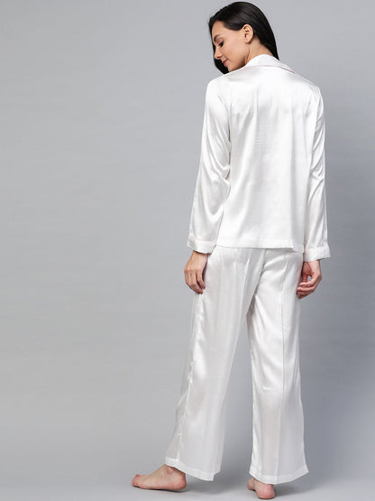 Women's White Satin Night Suit