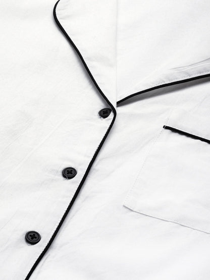 Women's Off-White Cotton Night Suit