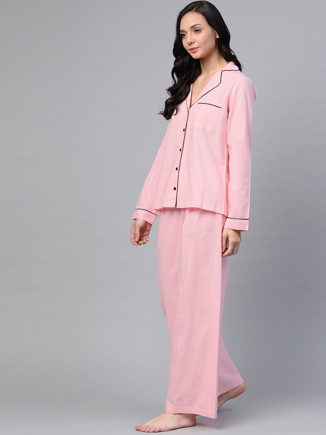 Women's Pink Cotton Night Suit