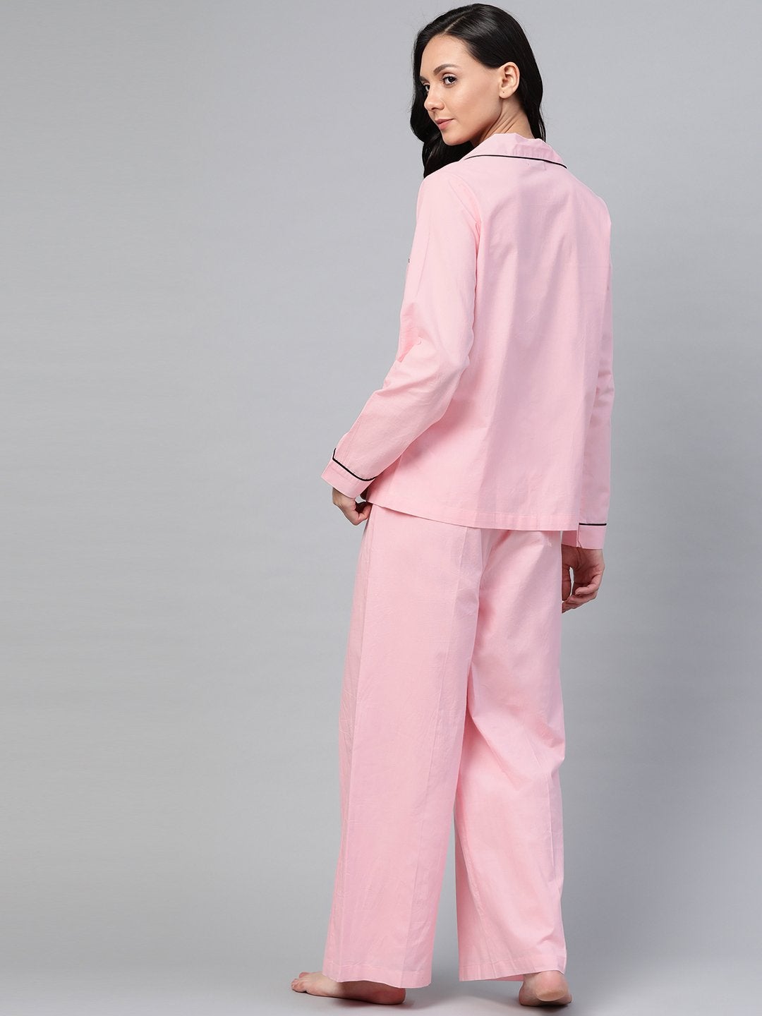 Women's Pink Cotton Night Suit