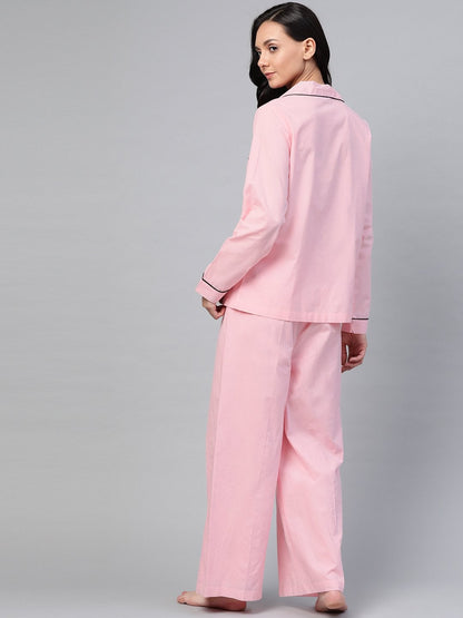 Women's Pink Cotton Night Suit