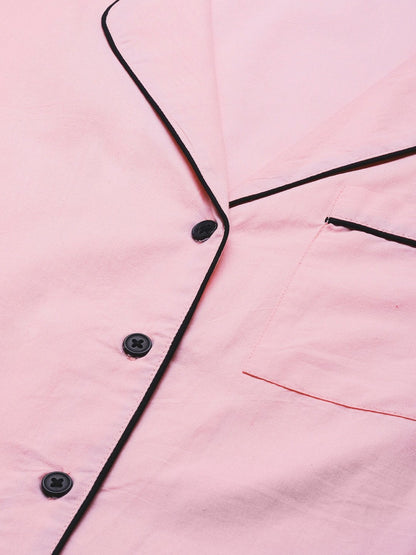 Women's Pink Cotton Night Suit