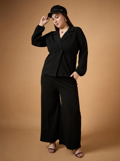 Women's Black Solid Co-Ord Set
