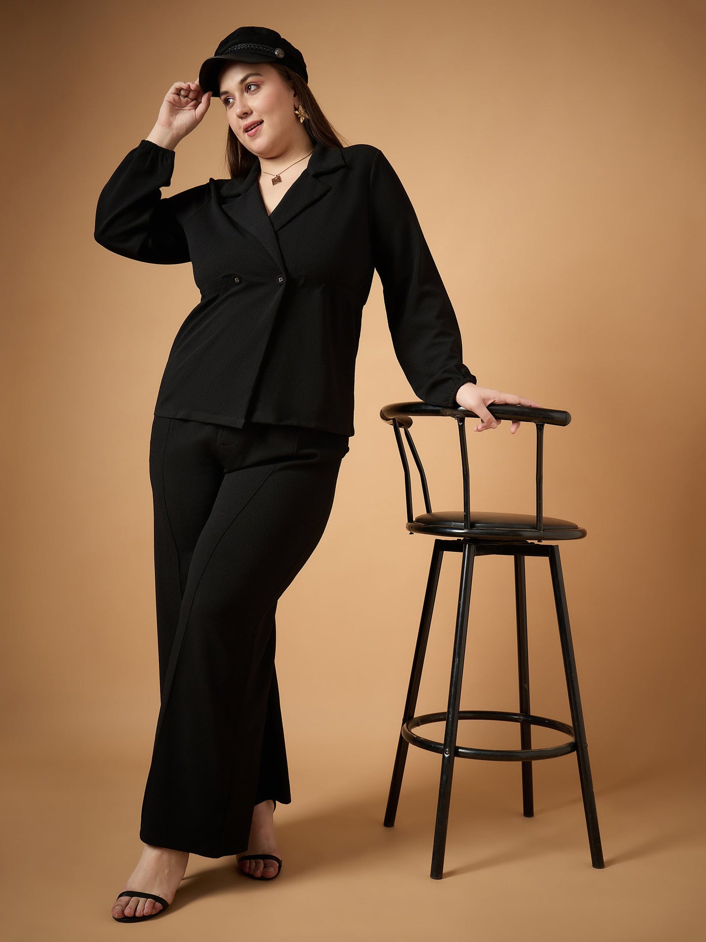 Women's Black Solid Co-Ord Set