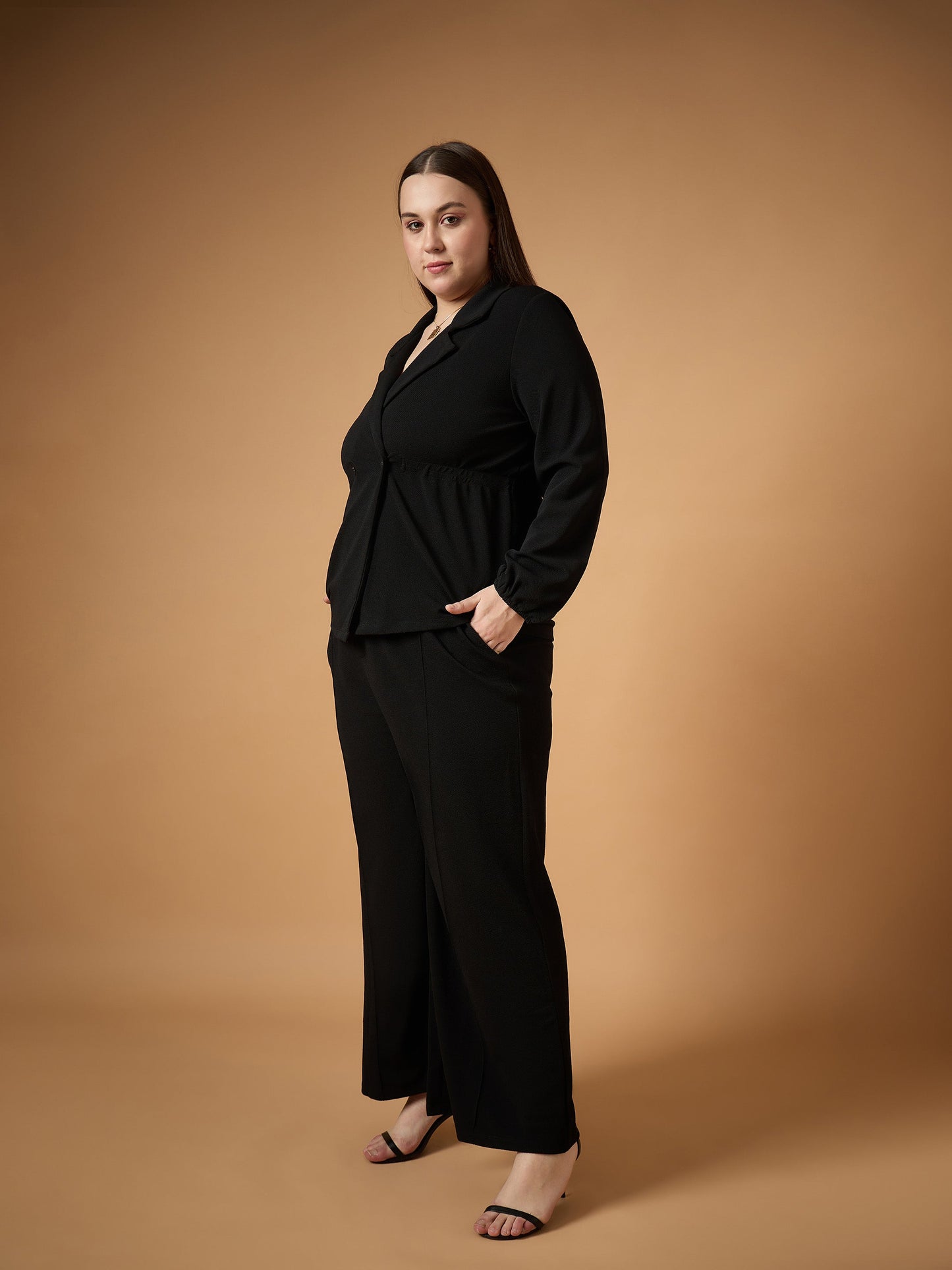 Women's Black Solid Co-Ord Set