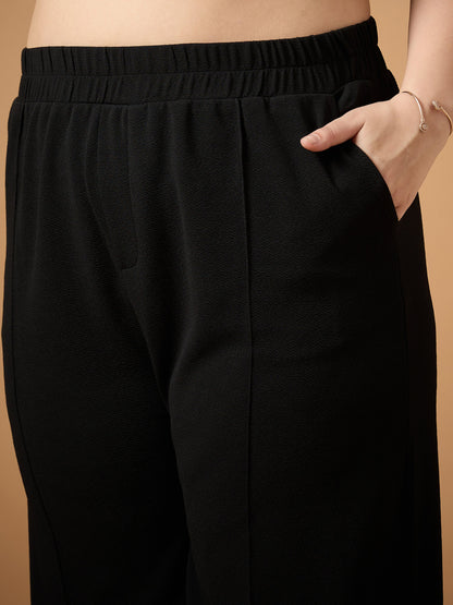 Women's Black Solid Co-Ord Set