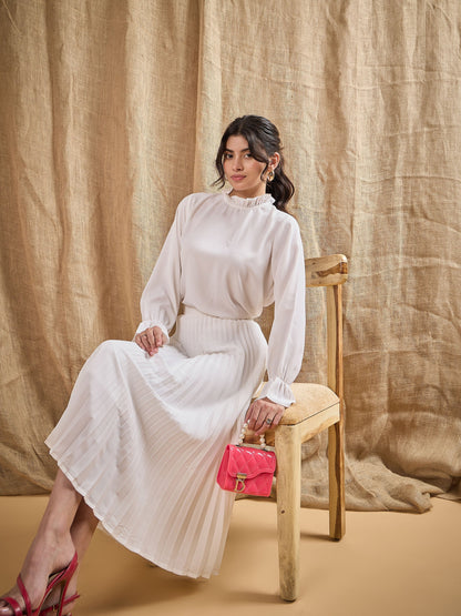 Women's White Solid Co-Ord Set