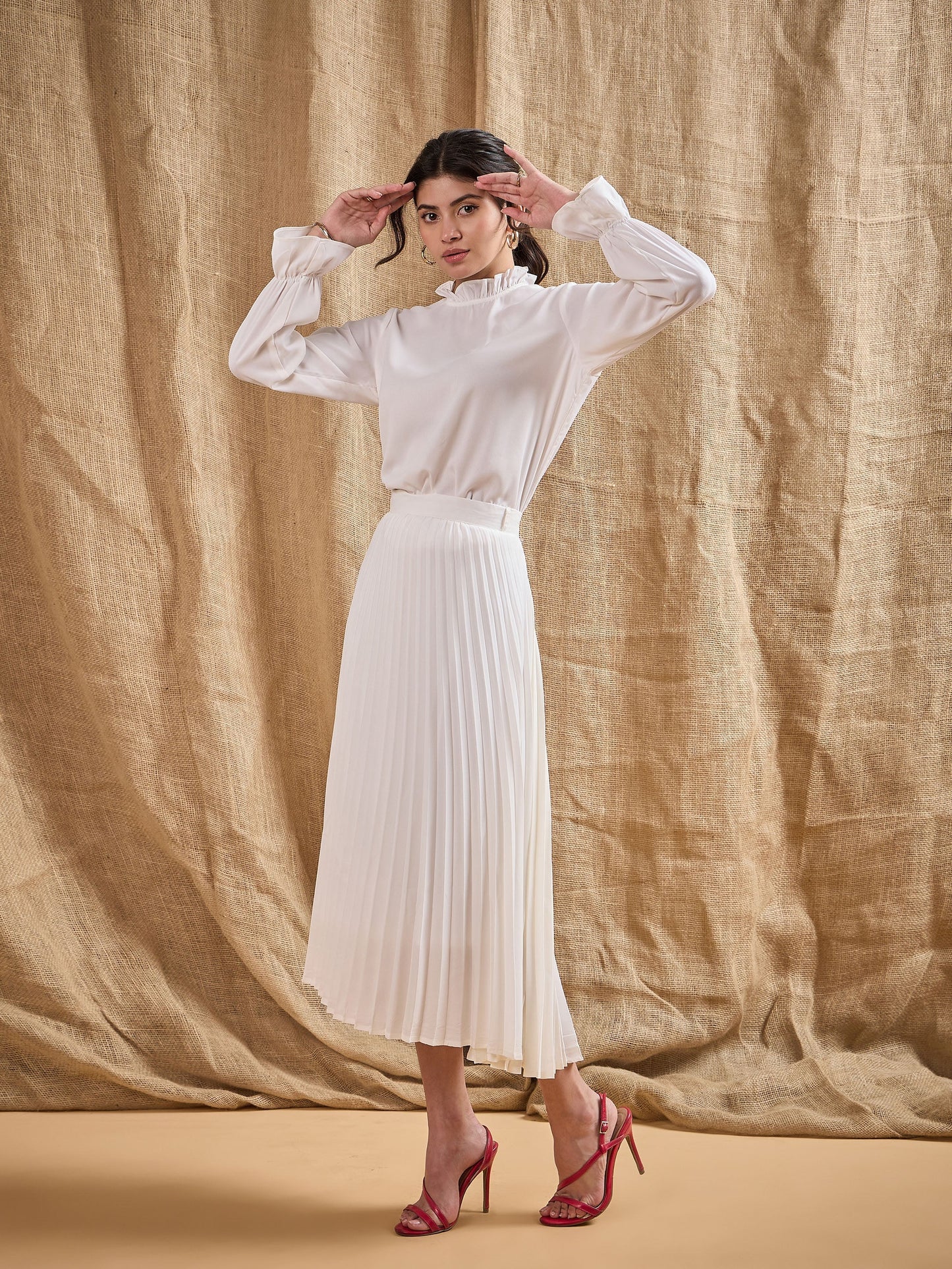 Women's White Solid Co-Ord Set