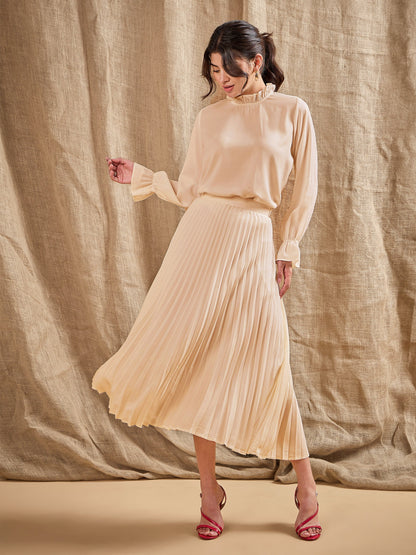 Women's Beige Solid Co-Ord Set