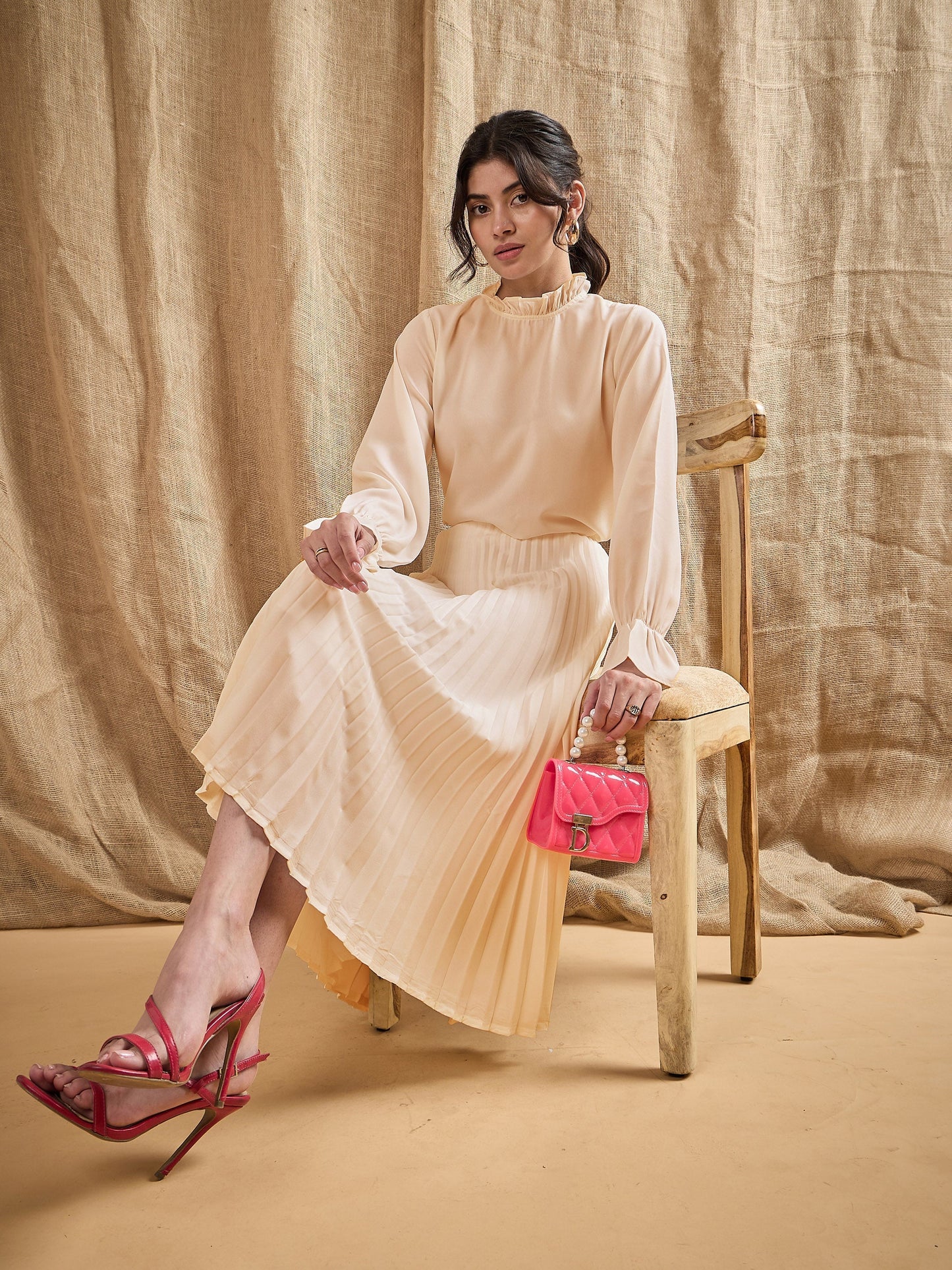 Women's Beige Solid Co-Ord Set