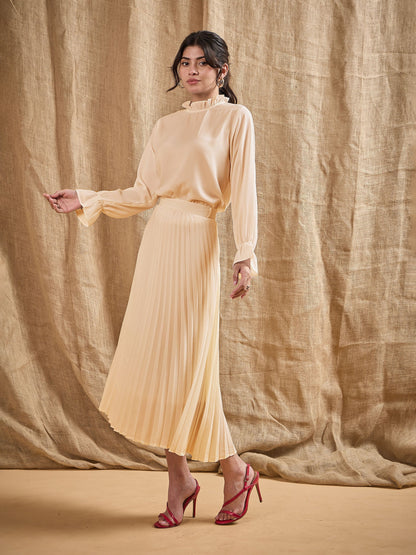 Women's Beige Solid Co-Ord Set
