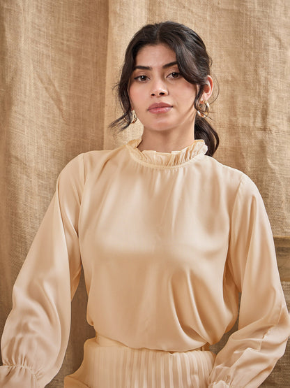 Women's Beige Solid Co-Ord Set