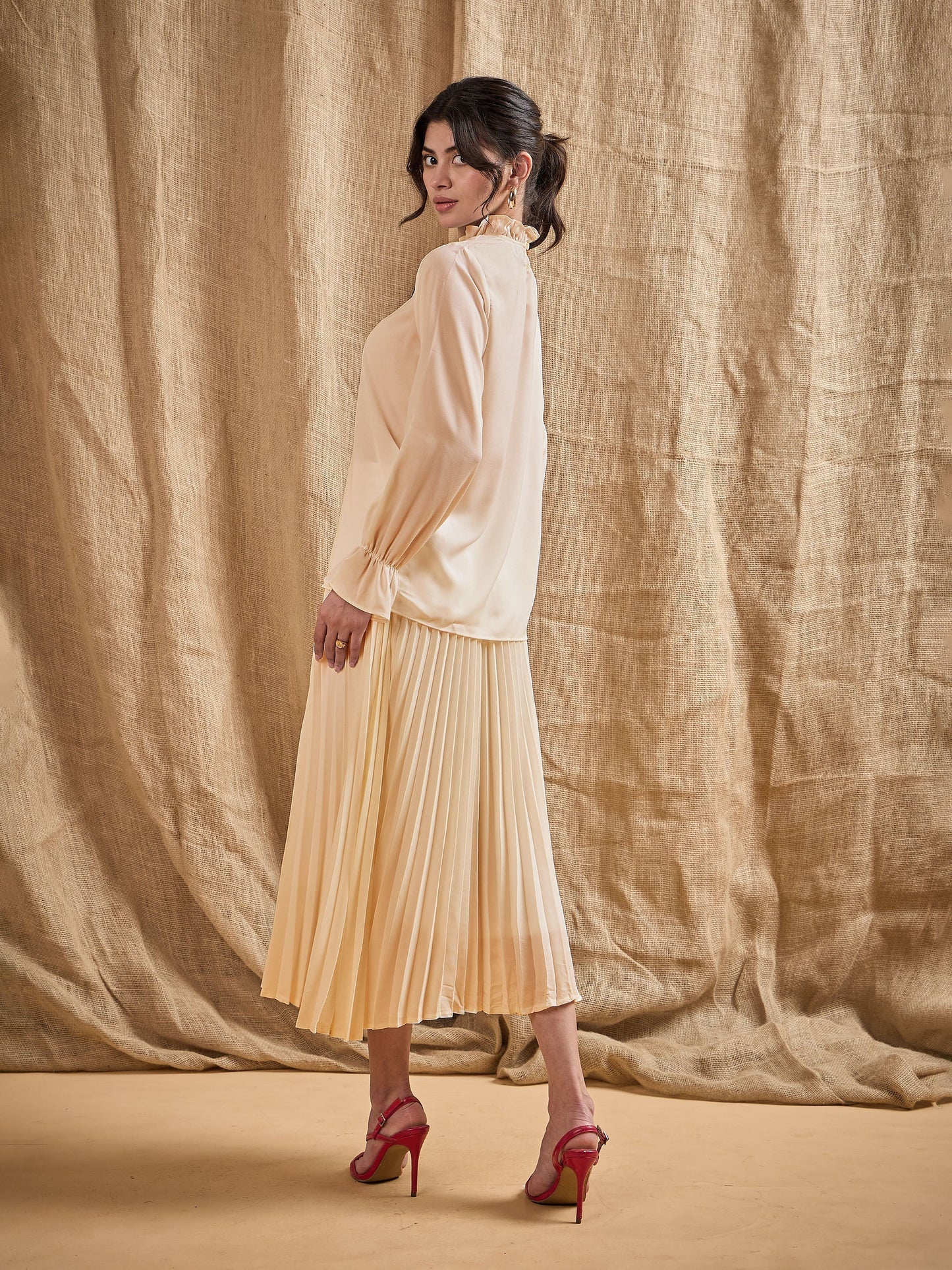 Women's Beige Solid Co-Ord Set