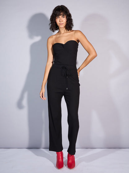 Women's Black Crop Top Co-Ord Set