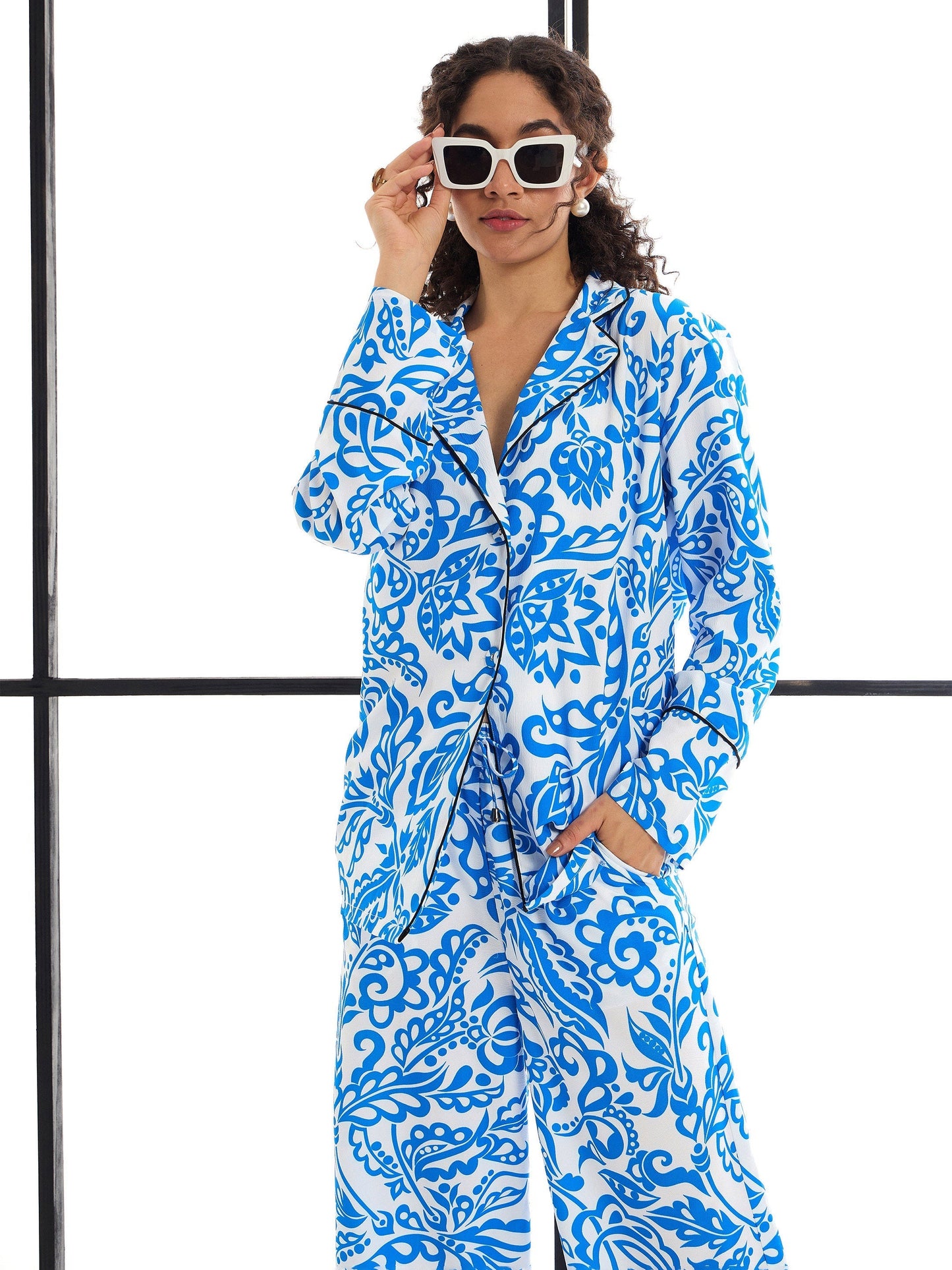 Women's Blue Floral Co-Ord Set
