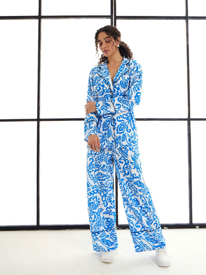 Women's Blue Floral Co-Ord Set