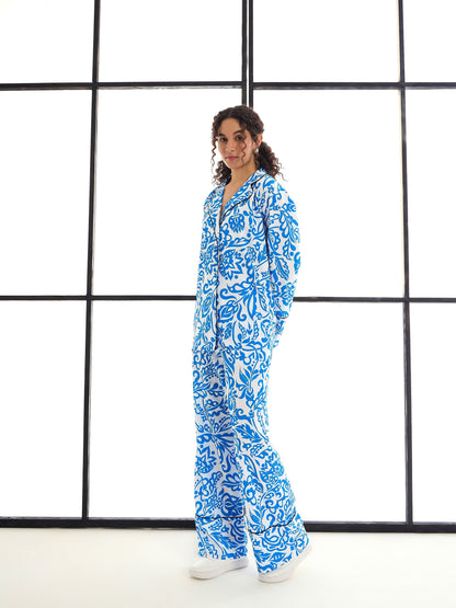 Women's Blue Floral Co-Ord Set