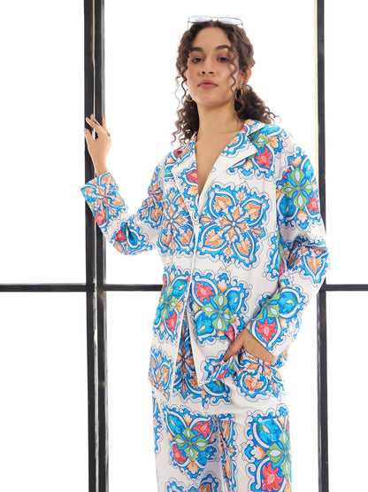 Women's White Floral Co-Ord Set