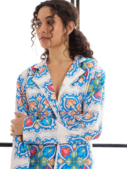 Women's White Floral Co-Ord Set