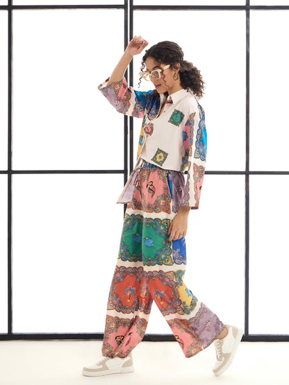 Women's Peach Printed Co-Ord Set