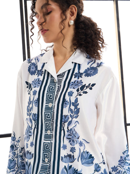 Women's White Floral Co-Ord Set