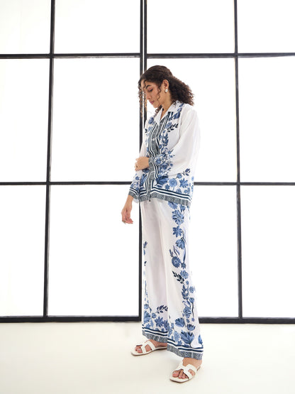 Women's White Floral Co-Ord Set