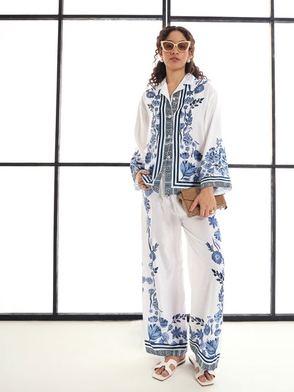 Women's White Floral Co-Ord Set