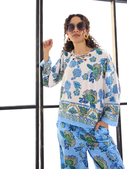 Women's White Floral Co-Ord Set