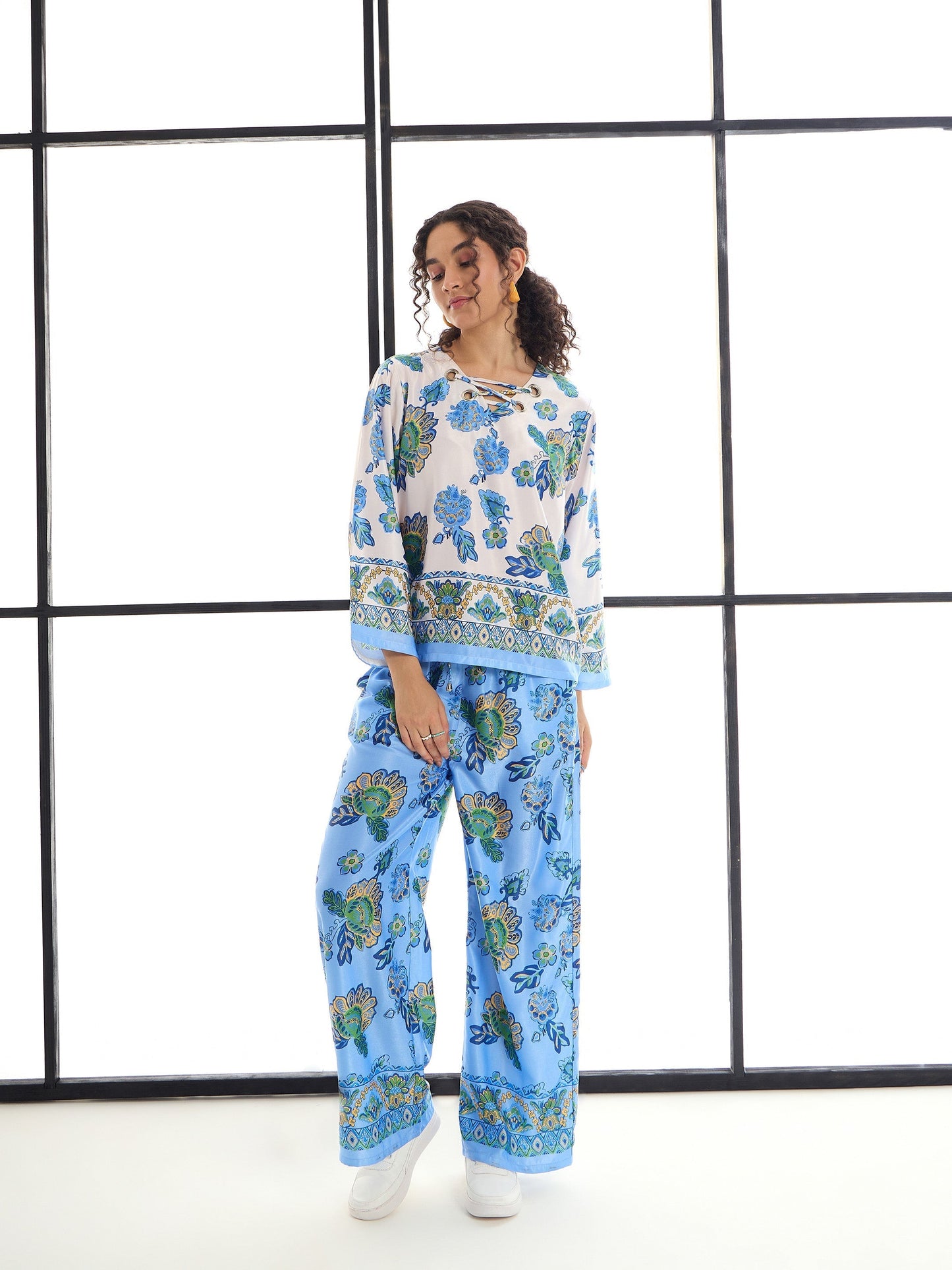 Women's White Floral Co-Ord Set