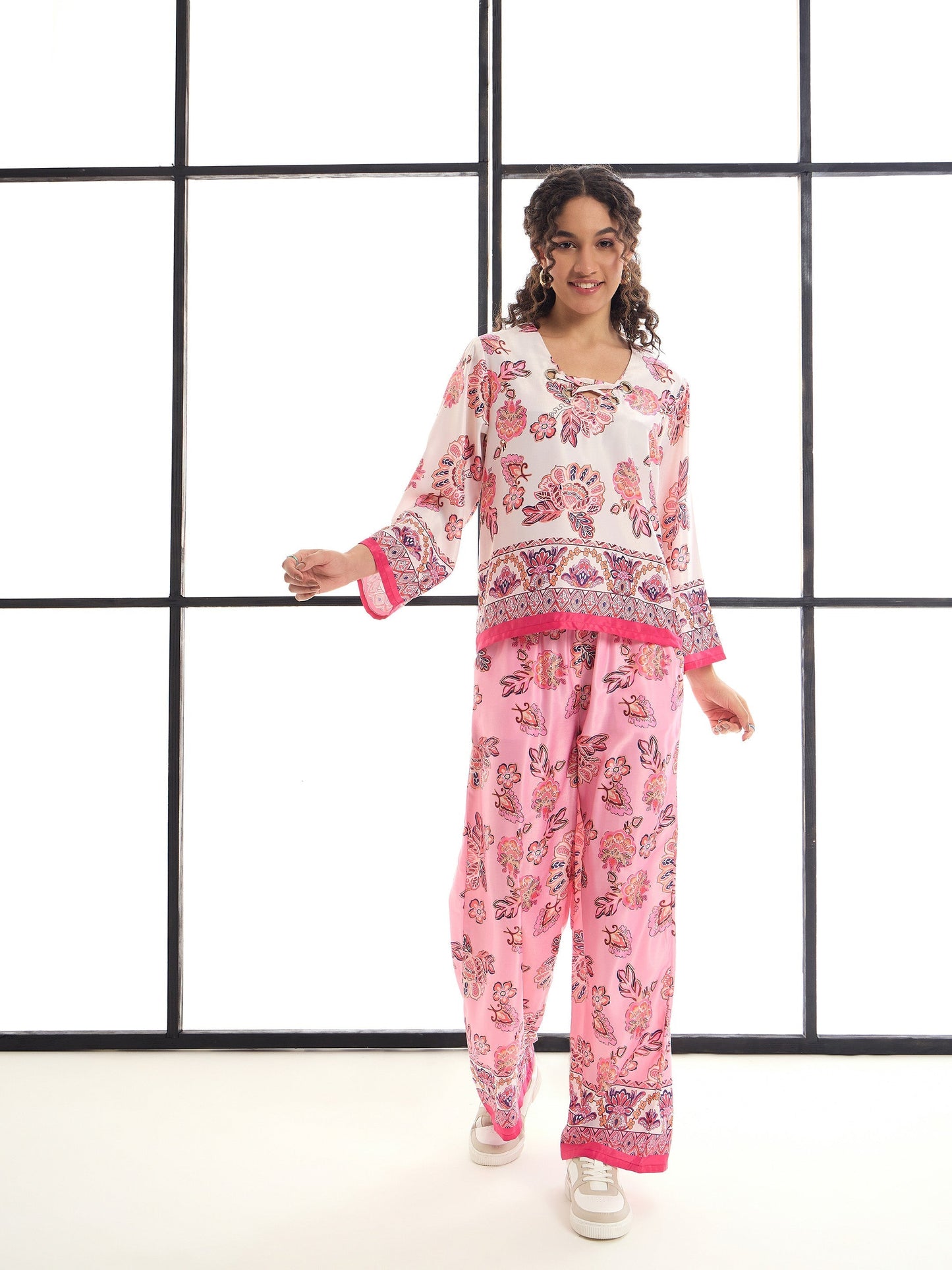 Women's White Floral Co-Ord Set