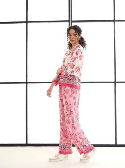 Women's White Floral Co-Ord Set