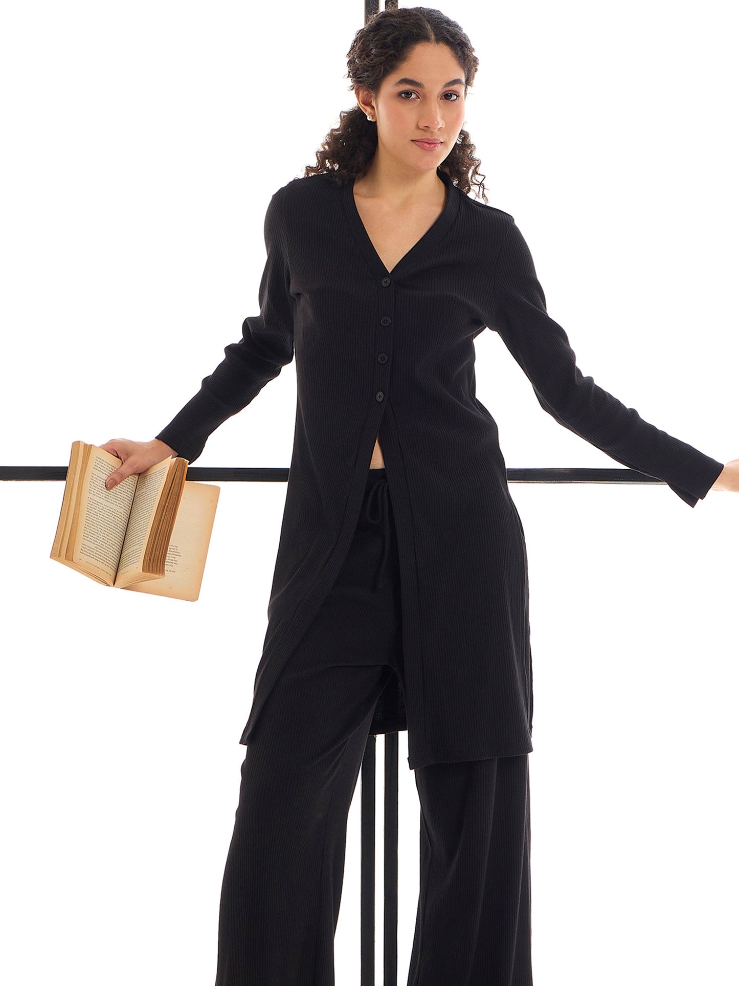 Women's Black Rib Night Suit