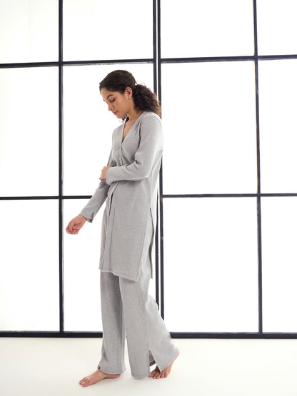 Women's Grey Solid Night Suit