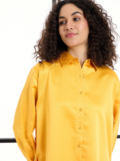Women's Mustard Solid Night Suit