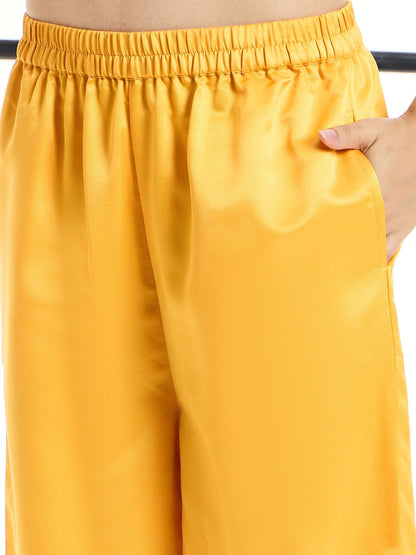 Women's Mustard Solid Night Suit
