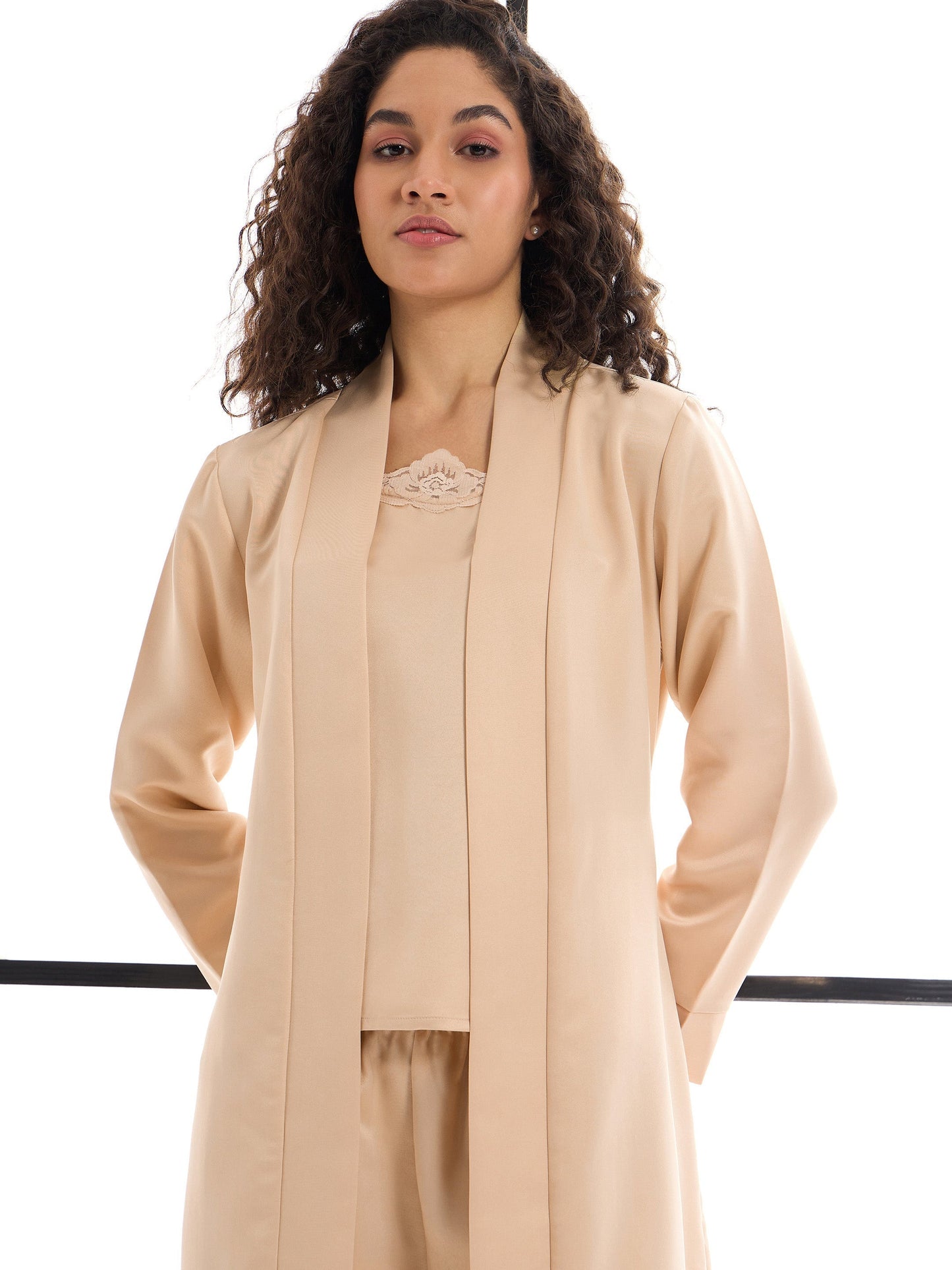 Women's Beige Solid Night Suit