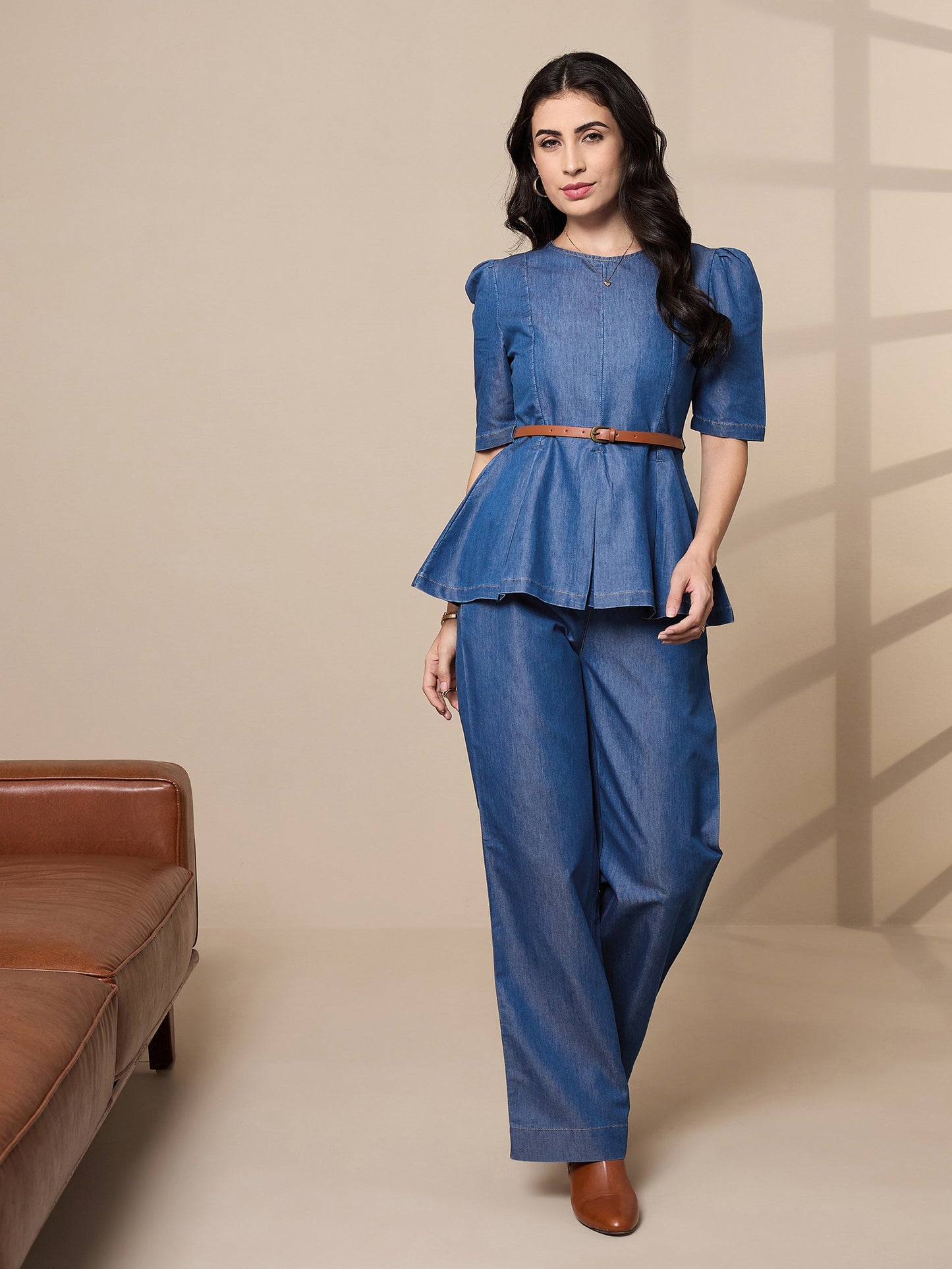 Women's Blue Solid Co-Ord Set