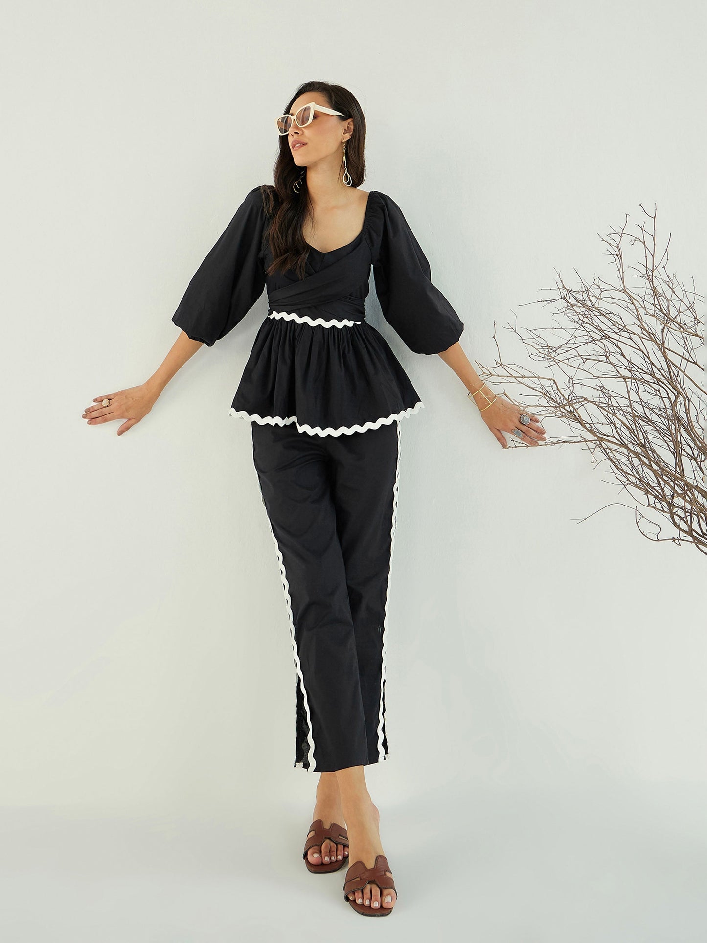 Women's Black Solid Co-Ord Set